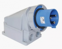 Вилка настенная 63А 230V 1P+N+E IP67